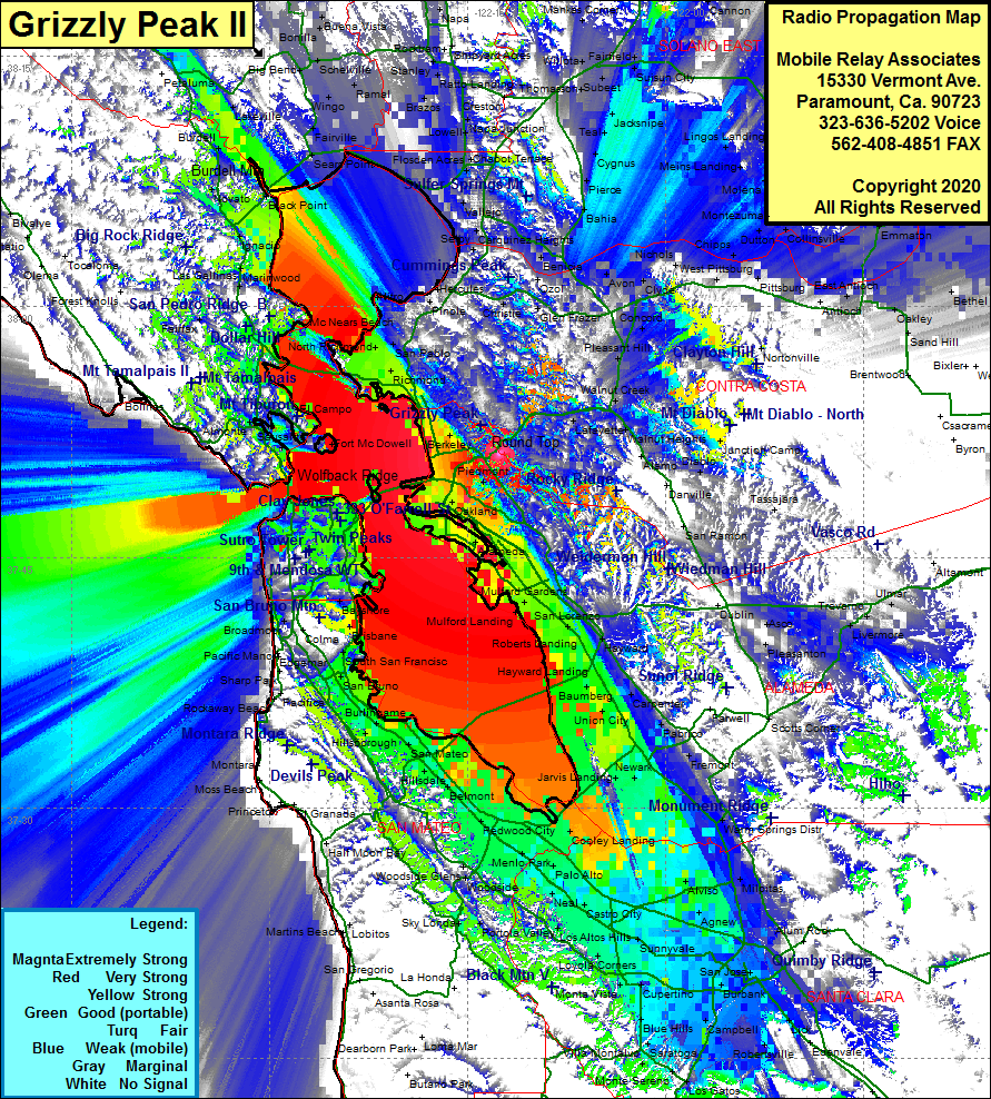heat map radio coverage Grizzly Peak II